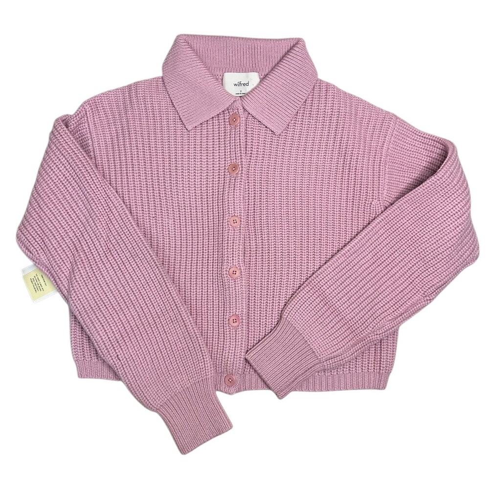 Aritzia Wilfred Nasim Knit Sweater Wool Cardigan 91339 Size Small Dawn Pink